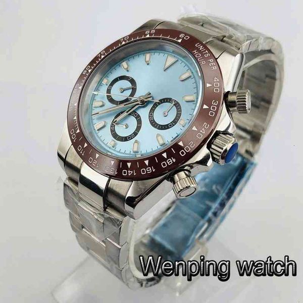 39mm sapphire glass sier blister case blue marker plate ceramic seal illuminating automatic human mechanical multifunctional watch, Slivery;brown
39mm sapphire glass sier blister case blue marker plate ceramic seal illuminating automatic human mechanical multifunctional watch, Slivery;brown