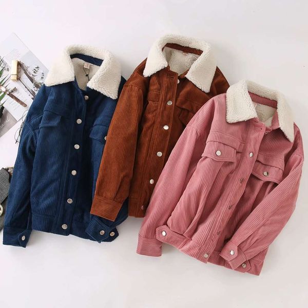 2019 winter new women's cotton jacket corduroy soft cashmere short loose casual coat, Black
2019 winter new women's cotton jacket corduroy soft cashmere short loose casual coat, Black