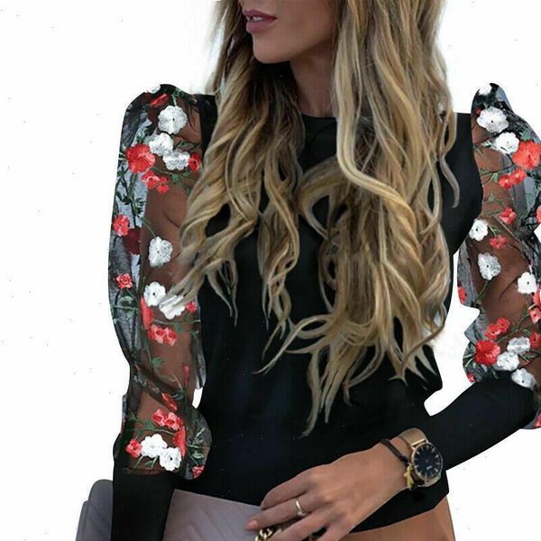 2021 fashion women embroidery mesh sleeve blouses puff shoulder round neck shirts spring fall elegant blouses plus size, White
2021 fashion women embroidery mesh sleeve blouses puff shoulder round neck shirts spring fall elegant blouses plus size, White