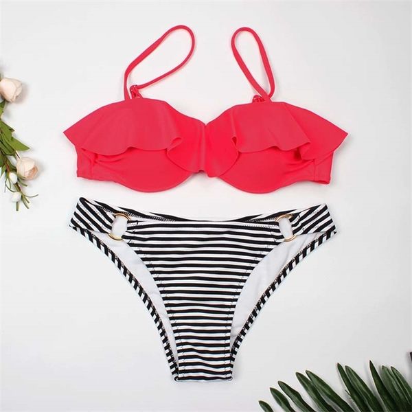 essv ruffle striped bikinis women push up swimwear swimsuit two piece bikini set bandeau swimming suit beachwear s2xl, White;black
essv ruffle striped bikinis women push up swimwear swimsuit two piece bikini set bandeau swimming suit beachwear s2xl, White;black