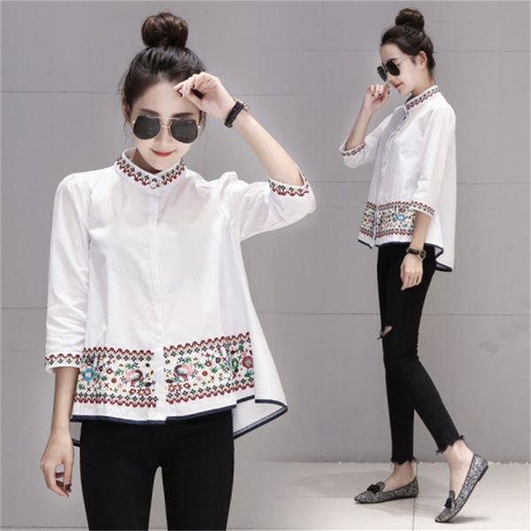 women's embroidery will see and korean blokes embroidered shirt mujer fashion blouses rfoj, White
women's embroidery will see and korean blokes embroidered shirt mujer fashion blouses rfoj, White