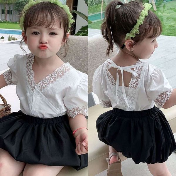 sweet suit summer girls lace short sleeve + bubble shorts two piece set of 3-8 years old children's wear, White
sweet suit summer girls lace short sleeve + bubble shorts two piece set of 3-8 years old children's wear, White