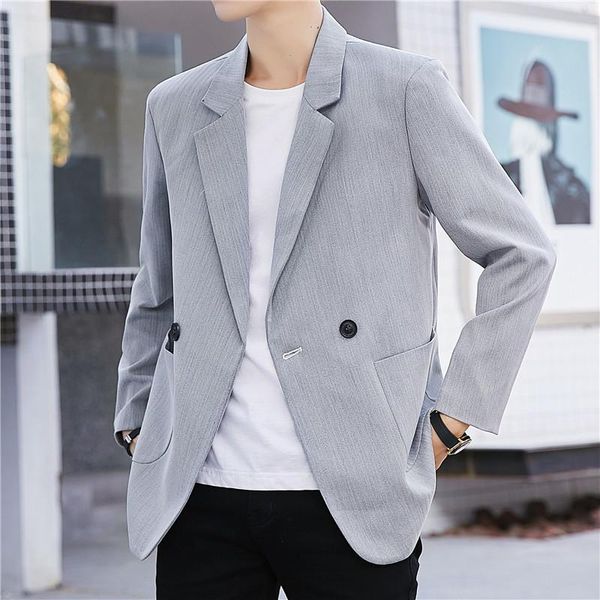 men's suits & blazers 2021 spring leisure suit jacket male single western ruffian handsome logo double breasted woolen small sui, White;black
men's suits & blazers 2021 spring leisure suit jacket male single western ruffian handsome logo double breasted woolen small sui, White;black