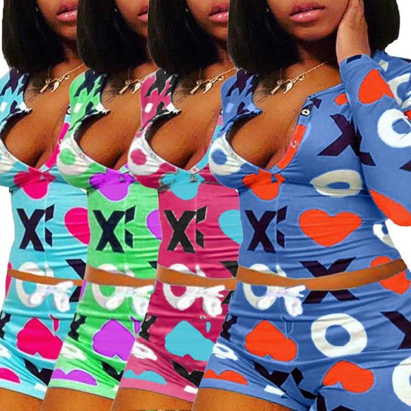 women's tracksuits zaggin 2021 autumn women print 4-colors skinny pajamas sets casual lady v-neck full sleeve slim short pant 2-pieces, Gray
women's tracksuits zaggin 2021 autumn women print 4-colors skinny pajamas sets casual lady v-neck full sleeve slim short pant 2-pieces, Gray