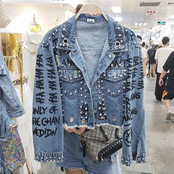 women's jackets 2021 limited real wide-waisted jacket jaqueta feminina casaco woman loose for graffiti rivet hole personality female, Black;brown
women's jackets 2021 limited real wide-waisted jacket jaqueta feminina casaco woman loose for graffiti rivet hole personality female, Black;brown