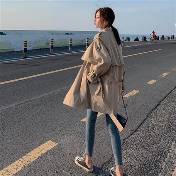 women's trench coats 2021 spring autumn windbreaker korean loose double breasted khaki bf b522, Tan;black
women's trench coats 2021 spring autumn windbreaker korean loose double breasted khaki bf b522, Tan;black