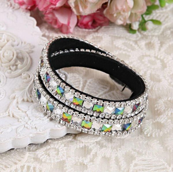 charm bracelets 1 pc/lot 2021 colorful crystal leather bracelet&bangle rhinestone wrap bracelet multilayer for women party, Golden;silver
charm bracelets 1 pc/lot 2021 colorful crystal leather bracelet&bangle rhinestone wrap bracelet multilayer for women party, Golden;silver
