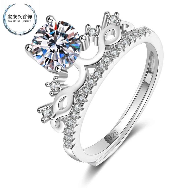 ring live broadcast with goods crown main stone classic t six claw mossan century 18k gold female, Silver
ring live broadcast with goods crown main stone classic t six claw mossan century 18k gold female, Silver
