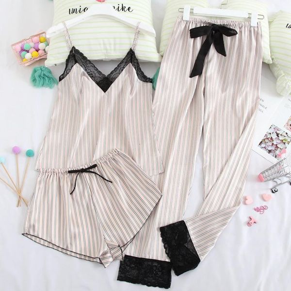 stain silk lace pajamas stripes pyjamas spaghetti strap sleepwear for women comfortable homewear 3 piece pijamas 2020, Black;red
stain silk lace pajamas stripes pyjamas spaghetti strap sleepwear for women comfortable homewear 3 piece pijamas 2020, Black;red