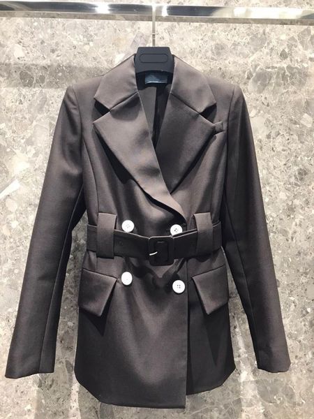 women's jackets the 2021 double-breasted suit jacket belt 0813, Black;brown