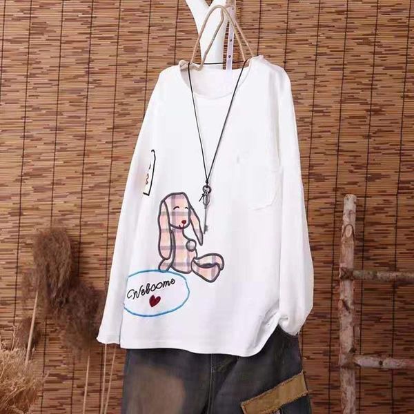women's t-shirt spring summer loose woman tshirts youny style preppy embroidery cartoon shirts for women o-neck long sleeve, White
women's t-shirt spring summer loose woman tshirts youny style preppy embroidery cartoon shirts for women o-neck long sleeve, White