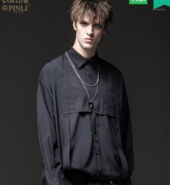 men's casual shirts xs-6xl 2021 men's clothing hair stylist autumn fashion draping loose long sleeve shirt plus size stage costume, White;black
men's casual shirts xs-6xl 2021 men's clothing hair stylist autumn fashion draping loose long sleeve shirt plus size stage costume, White;black