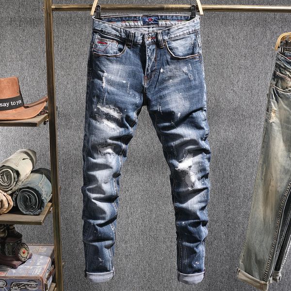 2021 new italian style fashion retro blue slim fit elastic ripped men destroyed patchwork denim pants hip hop jeans homme xtdi
2021 new italian style fashion retro blue slim fit elastic ripped men destroyed patchwork denim pants hip hop jeans homme xtdi
