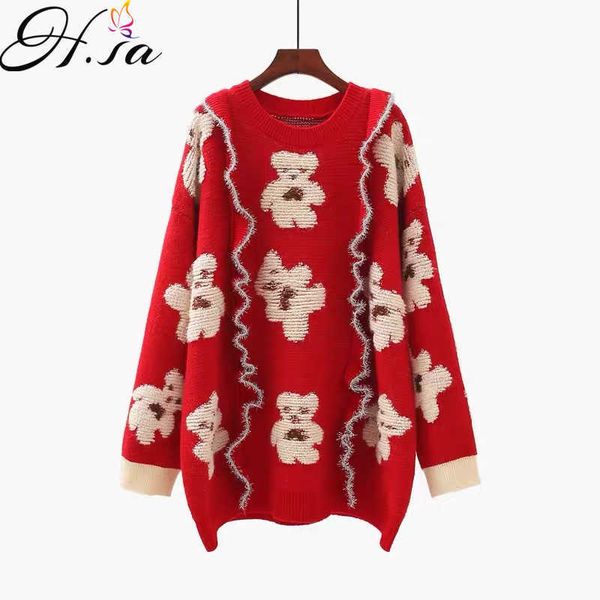 h.sa winter clothes pullover and sweaters ruffles casual jumpers bear knitwear fashion korean winter sweater cute knit 210716, White;black
h.sa winter clothes pullover and sweaters ruffles casual jumpers bear knitwear fashion korean winter sweater cute knit 210716, White;black