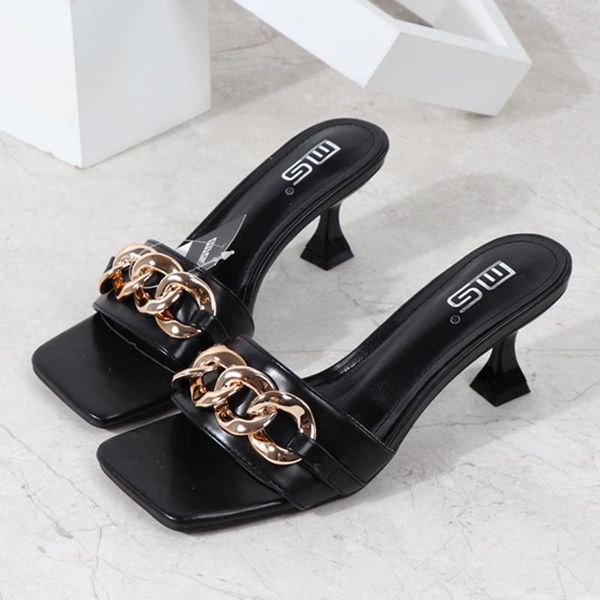 sandals summer women's 2021 party high heels metal decoration ladies pumps comfortable slippers casual shoes slides, Black
sandals summer women's 2021 party high heels metal decoration ladies pumps comfortable slippers casual shoes slides, Black