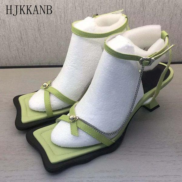 sandals 2021 summer wave bottom chain women strange mid heel light color sandalias ankle strap narrow band party shoes, Black
sandals 2021 summer wave bottom chain women strange mid heel light color sandalias ankle strap narrow band party shoes, Black