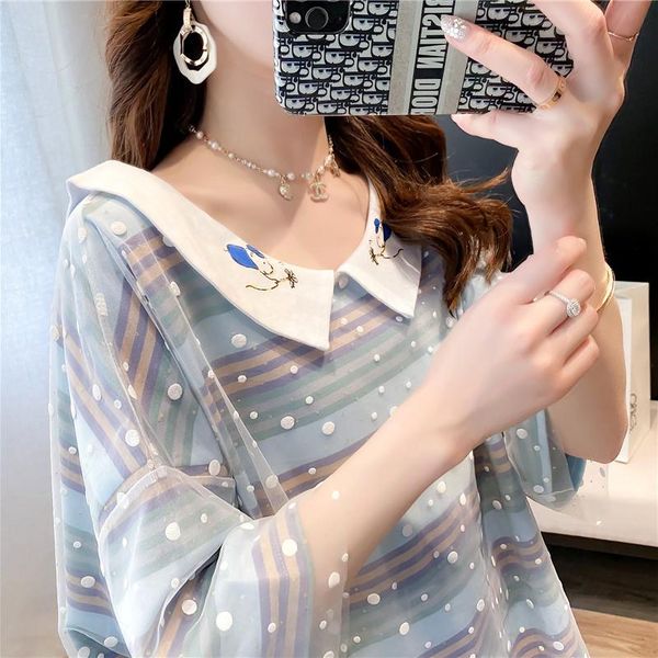 women's t-shirt woman tshirts summer mesh stitching skirt short-sleeved doll collar cute ropa mujer camisetas, White
women's t-shirt woman tshirts summer mesh stitching skirt short-sleeved doll collar cute ropa mujer camisetas, White