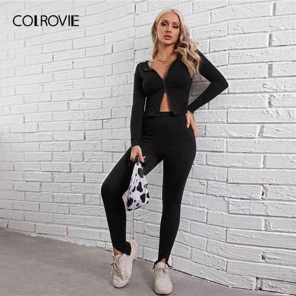 women's two piece pants colrovie zipper front solid and split hem leggings set women autumn 2 slim fit casual outfits, White
women's two piece pants colrovie zipper front solid and split hem leggings set women autumn 2 slim fit casual outfits, White