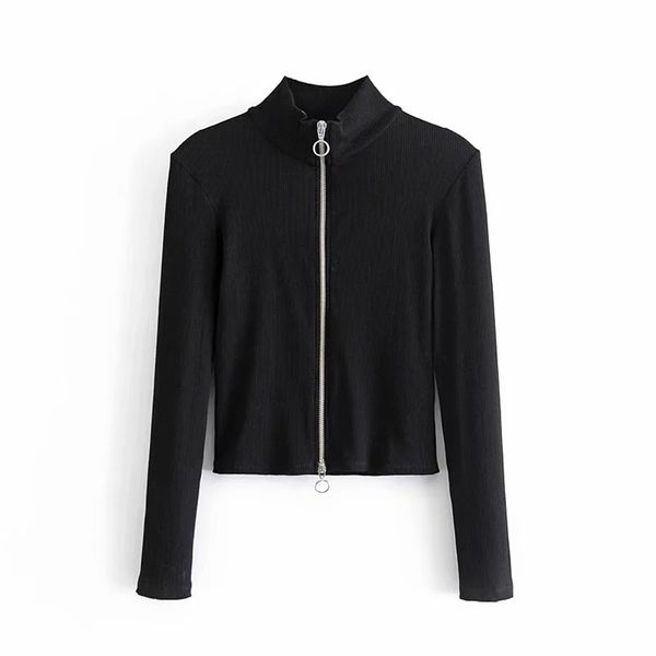women black skinny zipper knitting jacket female simple highlights the figure long sleeve sportswear chic 210531, Black;brown
women black skinny zipper knitting jacket female simple highlights the figure long sleeve sportswear chic 210531, Black;brown