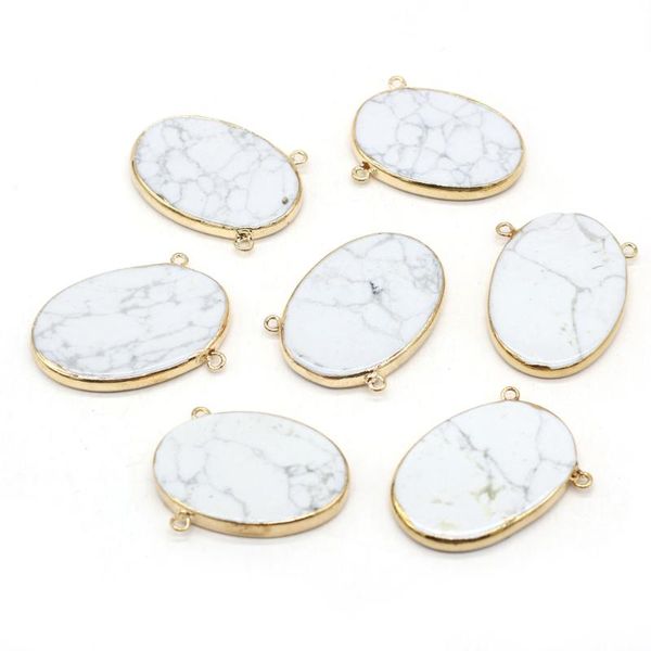 charms natural stone white turquoise double hole pendant fashion egg-shape gilt edge for jewelry making diy necklace accessories, Bronze;silver
charms natural stone white turquoise double hole pendant fashion egg-shape gilt edge for jewelry making diy necklace accessories, Bronze;silver