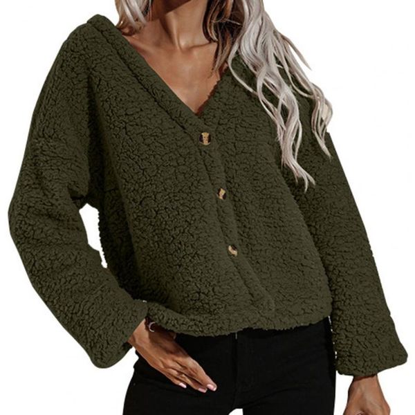 women's jackets women jacket solid color deep v neck autumn winter long sleeve single breasted plush for daily wear clothing 2021, Black;brown
women's jackets women jacket solid color deep v neck autumn winter long sleeve single breasted plush for daily wear clothing 2021, Black;brown
