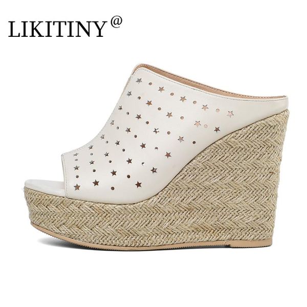 slippers likitiny 2021 summer wedges heels genuine leather slip on brown white platform open toe casual slides women's shoes, Black
slippers likitiny 2021 summer wedges heels genuine leather slip on brown white platform open toe casual slides women's shoes, Black