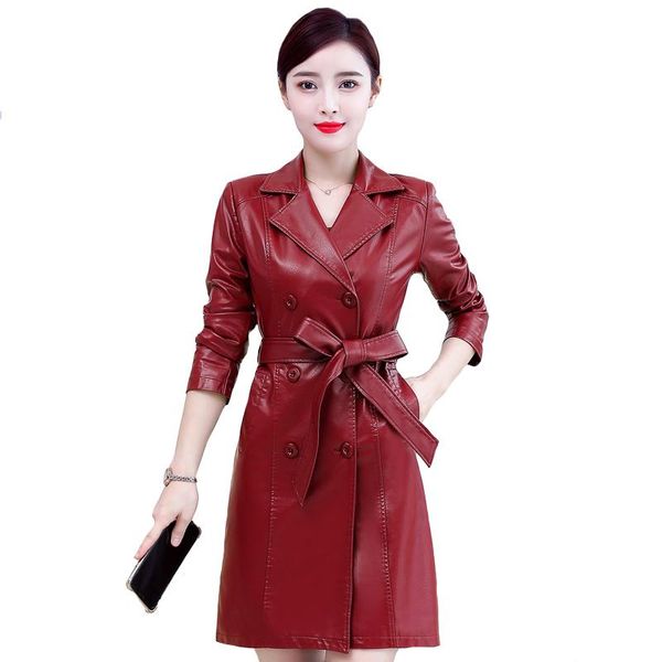 women's leather & faux plus size 6xl autumn winter pu jacket women oversize double breasted coat long trench with belt, Black
women's leather & faux plus size 6xl autumn winter pu jacket women oversize double breasted coat long trench with belt, Black