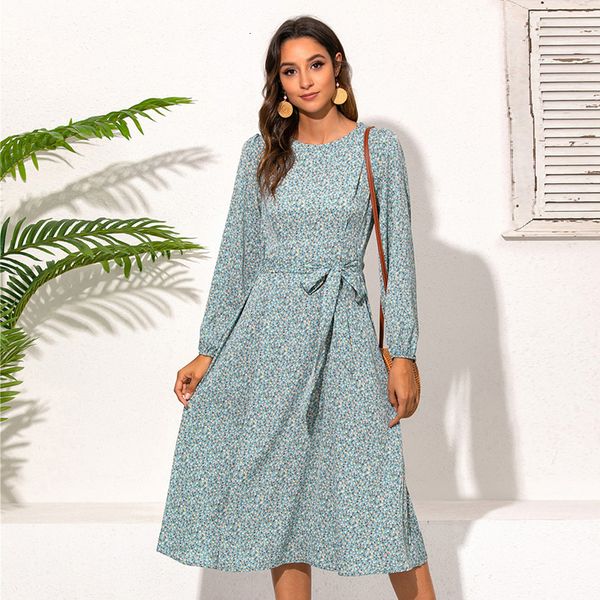 2021 new autumn spring floral print woman's o-neck sleeve high waist a-line long es with sashes for ladies achn, Black;gray
2021 new autumn spring floral print woman's o-neck sleeve high waist a-line long es with sashes for ladies achn, Black;gray