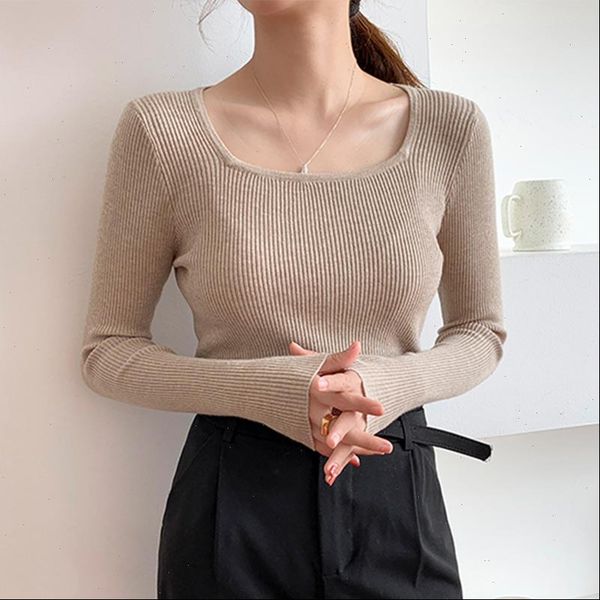womens knitting women sweater full sleeve square collar pullovers casual simple knitted jumpers woman autumn winter, White;black
womens knitting women sweater full sleeve square collar pullovers casual simple knitted jumpers woman autumn winter, White;black
