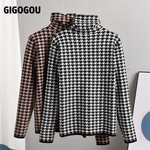 gigogou houndstooth design women turtleneck sweaters autumn winter warm knit pullovers soft jumper pull femme clothing 211011, White;black
gigogou houndstooth design women turtleneck sweaters autumn winter warm knit pullovers soft jumper pull femme clothing 211011, White;black