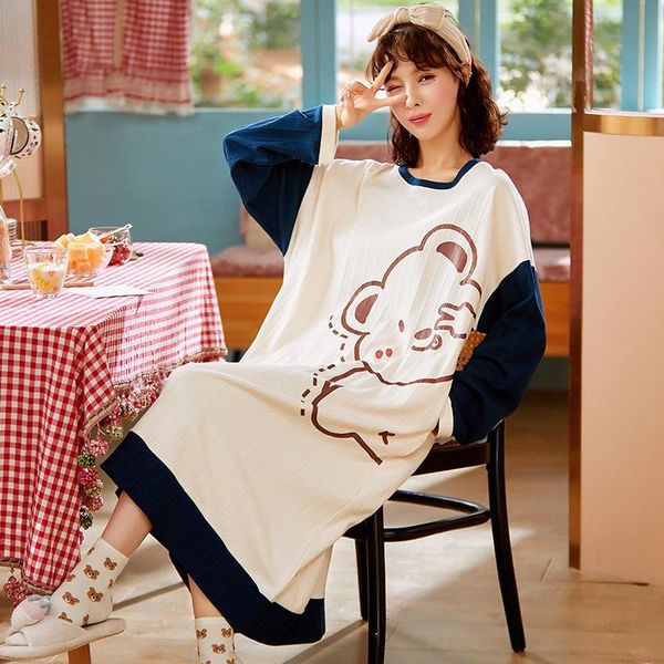 women's sleepwear cotton nightgown cute cartoon night dress autumn long sleeve nightwear home female sleep shirts nightie, Black;red
women's sleepwear cotton nightgown cute cartoon night dress autumn long sleeve nightwear home female sleep shirts nightie, Black;red