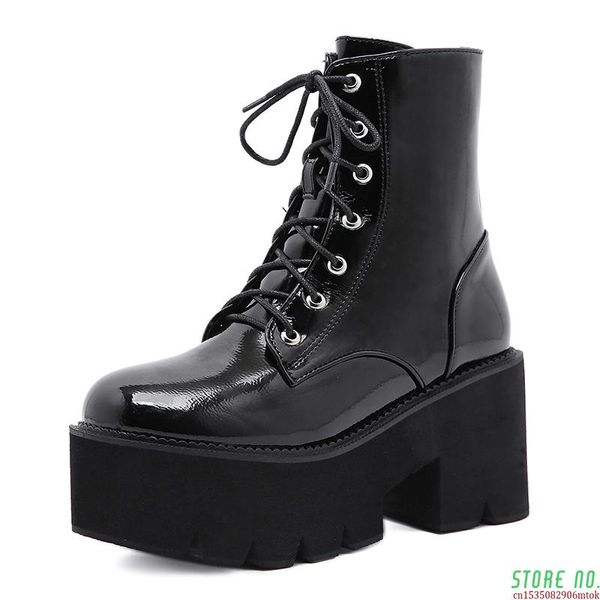 punk goth ankle boots women black chunky wedge platform shoes woman lace autumn patent leather footwear lady botas mujer
punk goth ankle boots women black chunky wedge platform shoes woman lace autumn patent leather footwear lady botas mujer