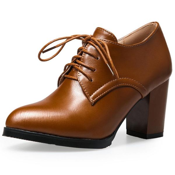 dress shoes lucyever autumn pu leather chunky heels pumps women british style point toe lace up oxford ladies solid color woman, Black
dress shoes lucyever autumn pu leather chunky heels pumps women british style point toe lace up oxford ladies solid color woman, Black