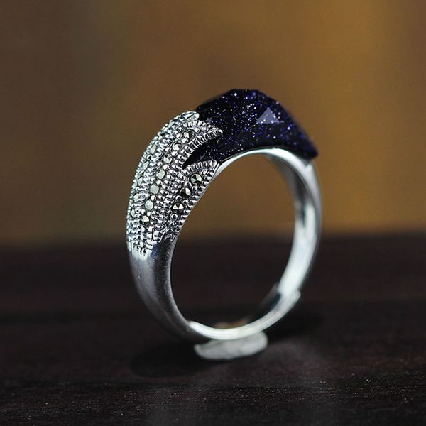 925 sterling silver ring blue stone gemstone phoenix tail design for women opening wedding gift
925 sterling silver ring blue stone gemstone phoenix tail design for women opening wedding gift