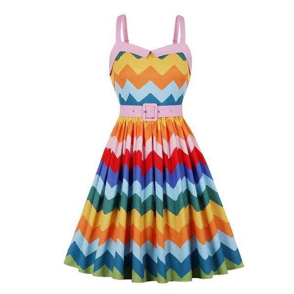 casual dresses multicolor striped high waist vintage pinup girls 50s pleated dress robe femme women spaghetti strap belted party summer clot, Black;gray
casual dresses multicolor striped high waist vintage pinup girls 50s pleated dress robe femme women spaghetti strap belted party summer clot, Black;gray