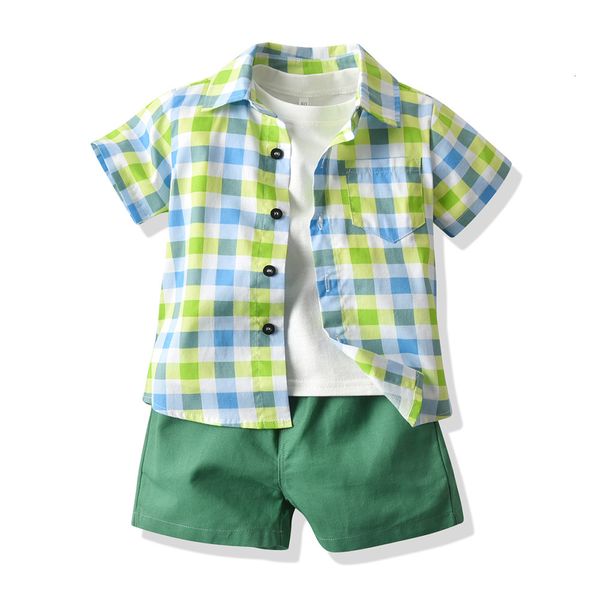 summer boys' short sleeve plaid shirt cotton white t-shirt shorts three piece casual kids, Blue
summer boys' short sleeve plaid shirt cotton white t-shirt shorts three piece casual kids, Blue