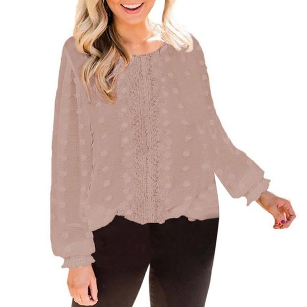 women's blouses & shirts womens chiffon blouse round neck pom long sleeve daily basic, White
women's blouses & shirts womens chiffon blouse round neck pom long sleeve daily basic, White