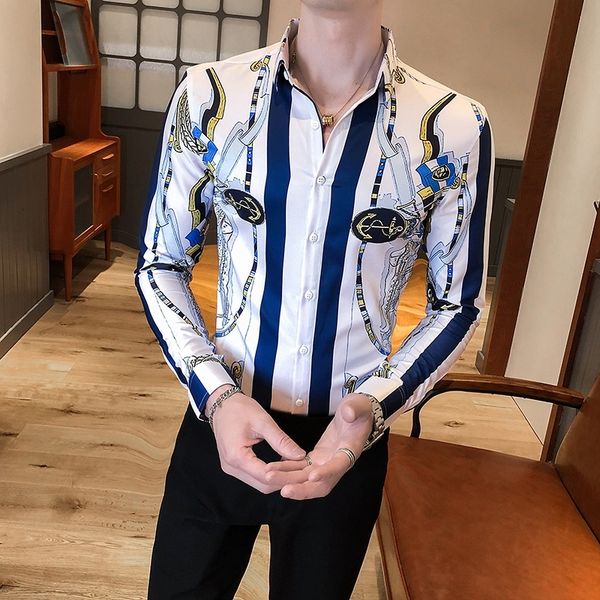 britnico new estilo luxo impresso manga comprida camisas vestido para roupas masculinas moda clube noite formatura magro ajuste 87tc, Black;brown
britnico new estilo luxo impresso manga comprida camisas vestido para roupas masculinas moda clube noite formatura magro ajuste 87tc, Black;brown