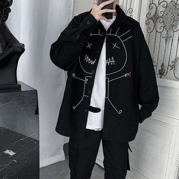 2021 new dark series funny villain embroidered of long-sleeve shirt tending men 53er, White
2021 new dark series funny villain embroidered of long-sleeve shirt tending men 53er, White