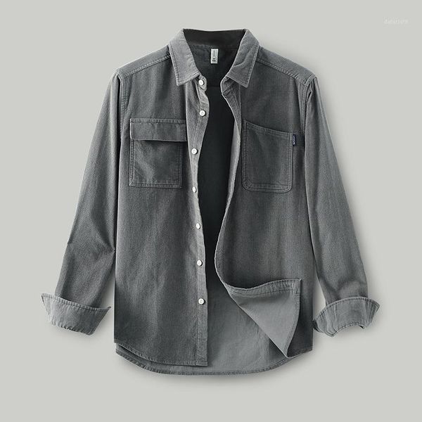 men's casual shirts corduroy shirt long-sleeved 2021 spring lapel trendy camisas para hombre, White;black
men's casual shirts corduroy shirt long-sleeved 2021 spring lapel trendy camisas para hombre, White;black