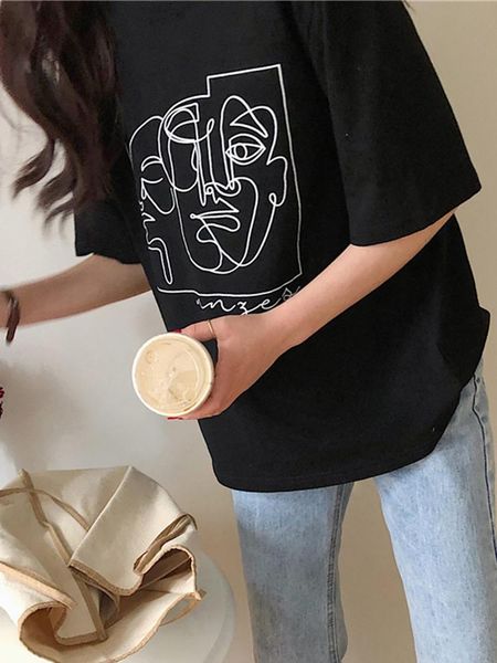 women's t-shirt 2021 summer graphict-shirts korean fashion chic loose casual t shirt women harajuku hipster clothes minimalist tee, White
women's t-shirt 2021 summer graphict-shirts korean fashion chic loose casual t shirt women harajuku hipster clothes minimalist tee, White