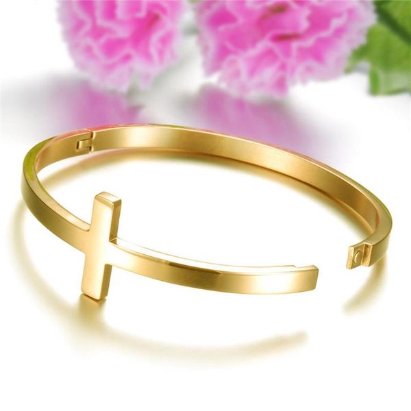 charm bracelets simple stainless steel gold color cross shape decorating bracelet bangle elegant vintage jewelry for women, Golden;silver
charm bracelets simple stainless steel gold color cross shape decorating bracelet bangle elegant vintage jewelry for women, Golden;silver