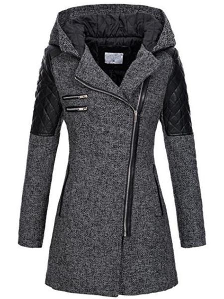 women winter wool coat 2021 autumn zipper punk gothic gray outerwear office fashion patchwork pu leather woolen blends overcoat, Black
women winter wool coat 2021 autumn zipper punk gothic gray outerwear office fashion patchwork pu leather woolen blends overcoat, Black
