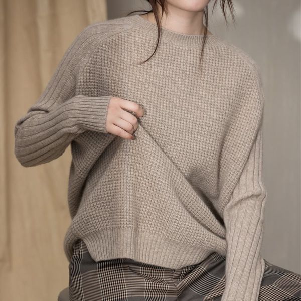 women's winter sweater round collar long sleeve loose casual knitted pullover cashmere sweater women 210218, White;black
women's winter sweater round collar long sleeve loose casual knitted pullover cashmere sweater women 210218, White;black