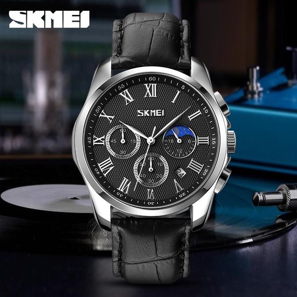 Wristwatches SKMEI Sport Mens Watches Creative Moon Phase Quartz Waterproof Stopwatch Date Clock Male Relogio Masculino Montre
Wristwatches SKMEI Sport Mens Watches Creative Moon Phase Quartz Waterproof Stopwatch Date Clock Male Relogio Masculino Montre