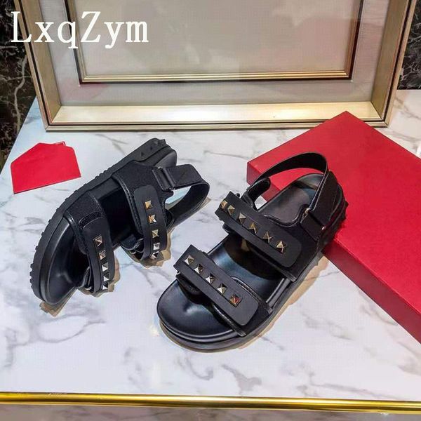 sandals size 35-45 brand design rivets decor women summer genuine leather flats heel thich sole casual beach shoes sandalias, Black
sandals size 35-45 brand design rivets decor women summer genuine leather flats heel thich sole casual beach shoes sandalias, Black