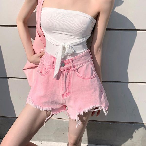 women's shorts basic summer denim women 2021 korean style casual high waist cuffed tassels ripped holes pink jeans female bottoms, White;black
women's shorts basic summer denim women 2021 korean style casual high waist cuffed tassels ripped holes pink jeans female bottoms, White;black