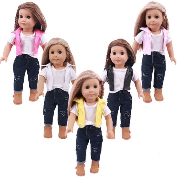 18 inch american girl baby leather jacket three piece clothes straight hair, Blue
18 inch american girl baby leather jacket three piece clothes straight hair, Blue