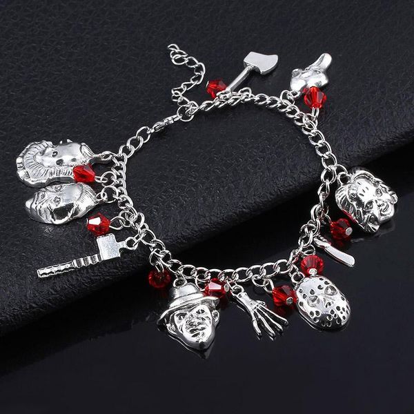 charm bracelets movie chucky face stephen kings bracelet horror it penny wise jason hockey for kids christmas gifts, Golden;silver
charm bracelets movie chucky face stephen kings bracelet horror it penny wise jason hockey for kids christmas gifts, Golden;silver