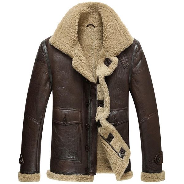 men's leather & faux genuine winter jacket natural real sheepskin coat for men lamb fur bomber jackets plus size 125-1 my1224, Black
men's leather & faux genuine winter jacket natural real sheepskin coat for men lamb fur bomber jackets plus size 125-1 my1224, Black
